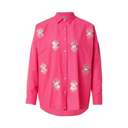 olalook olalook Blouse lichtblauw / fuchsia / zwart / wit