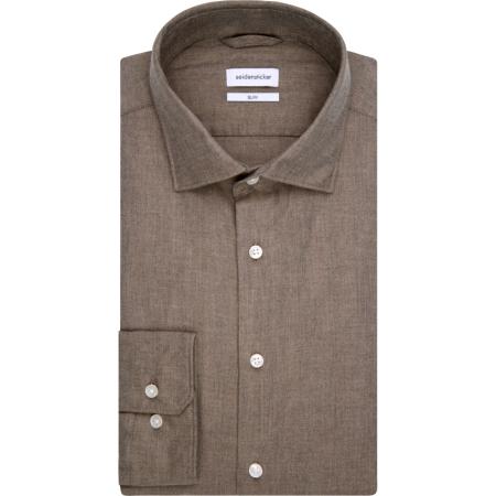 Seidensticker Flanellen Overhemd bruin, Gestreept