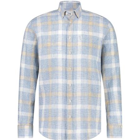 State Of Art Overhemd Linnen Ruit Blauw