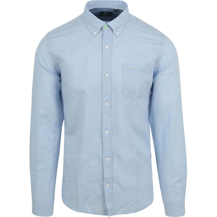 NZA Overhemd Okarito Linnen Lichtblauw Blauw