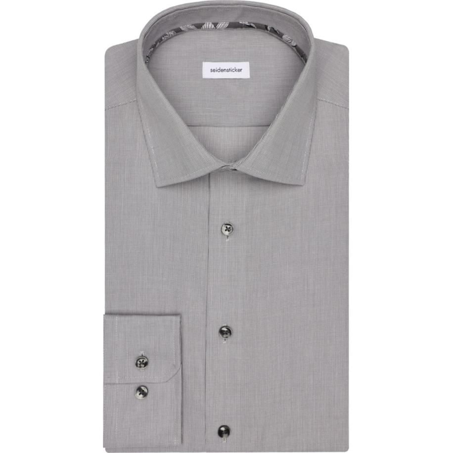 Seidensticker Overhemd grijs, Effen Grijs