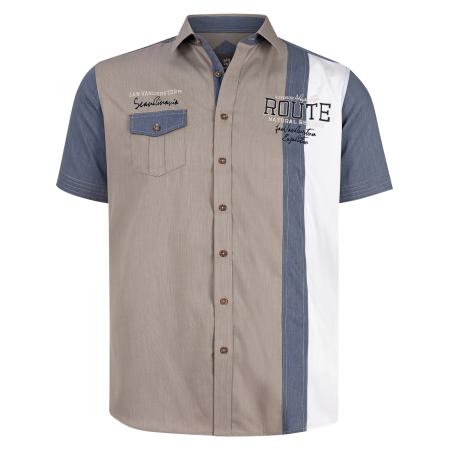 jan vanderstorm Jan Vanderstorm Overhemd Bodvar blauw / lichtbruin / zwart / wit