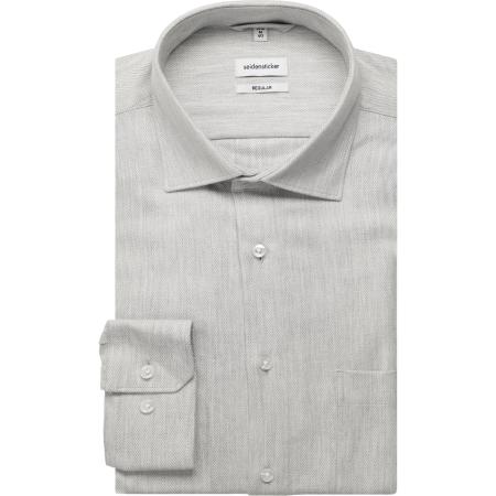 Seidensticker Flanellen Overhemd lichtgrijs, Gestreept