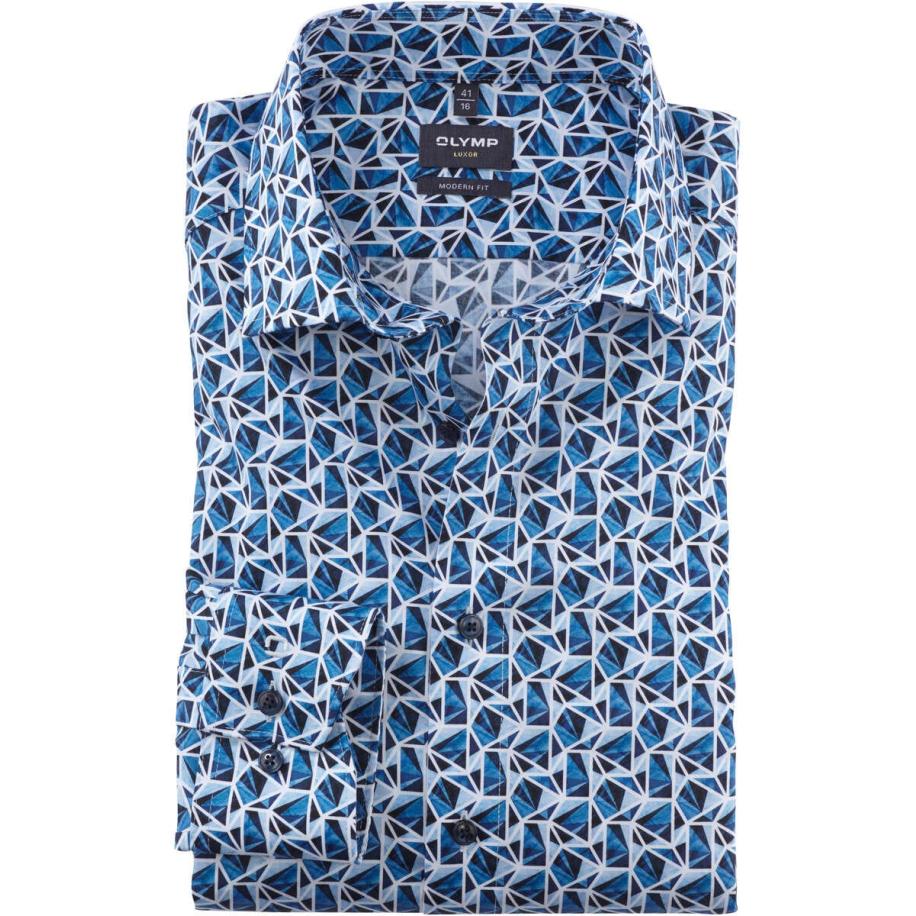 OLYMP Luxor Overhemd blauw, Motief Blauw