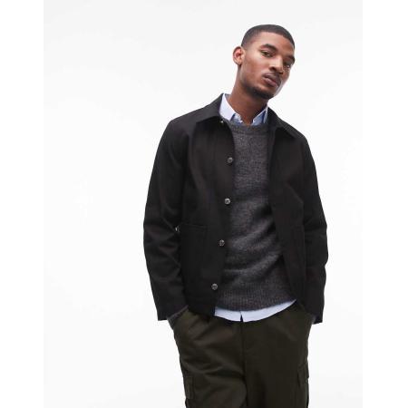 ARKET - Workwear overshirt van zware keperstof in zwart