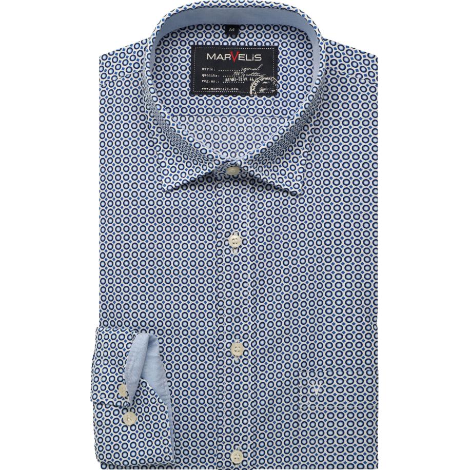 Marvelis Casual Overhemd blauw, Motief Blauw