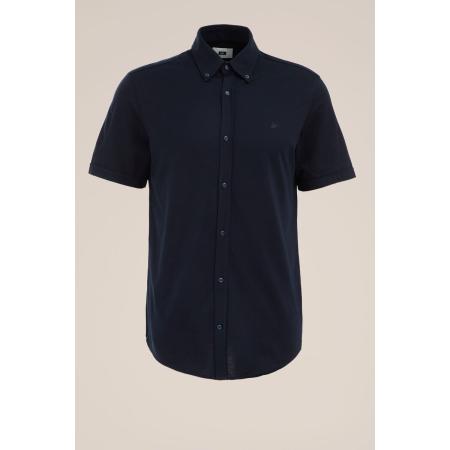 WE Fashion Heren slim fit overhemd met stretch - Slim Fit - Donkerblauw - Katoen - Maat: XL