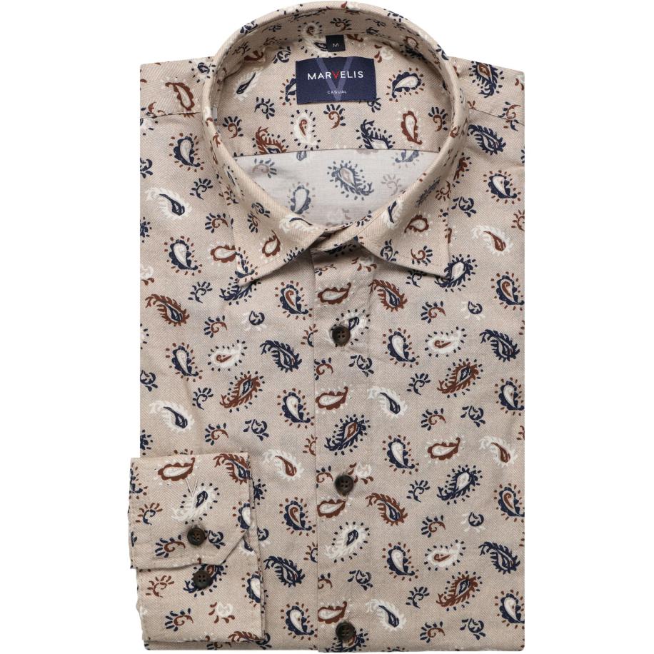 Marvelis Casual Overhemd natuurlijk, Bedrukt Bruin