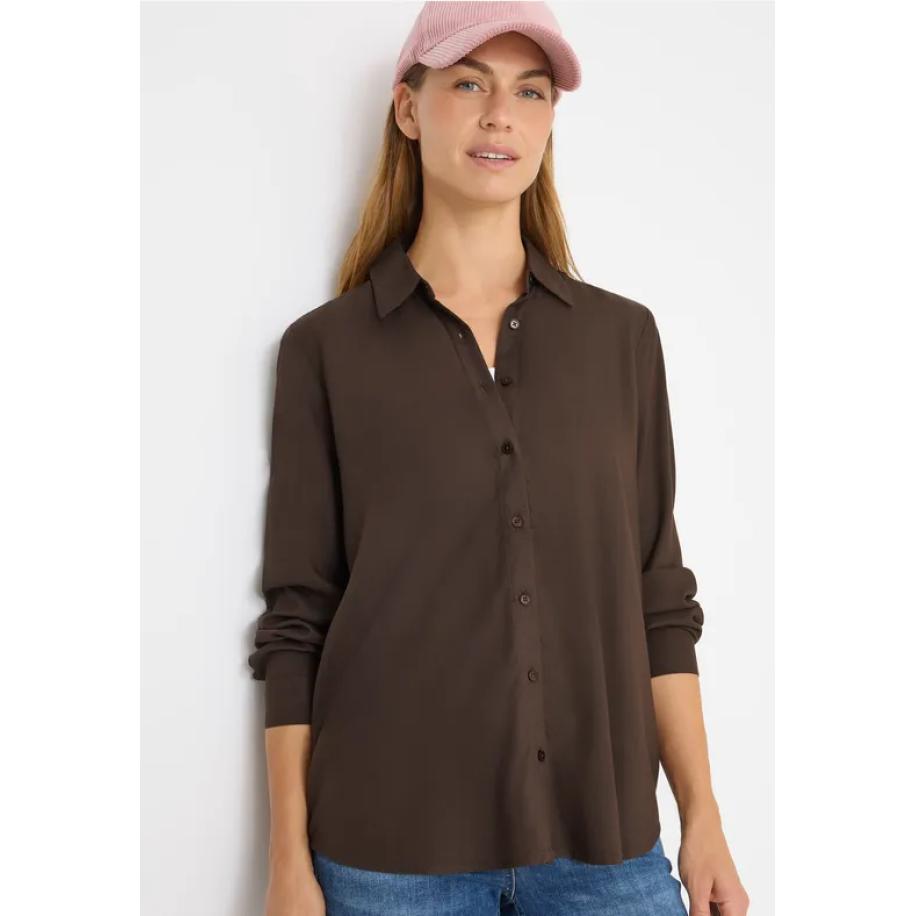CECIL Overhemdblouse in effen kleur Bruin