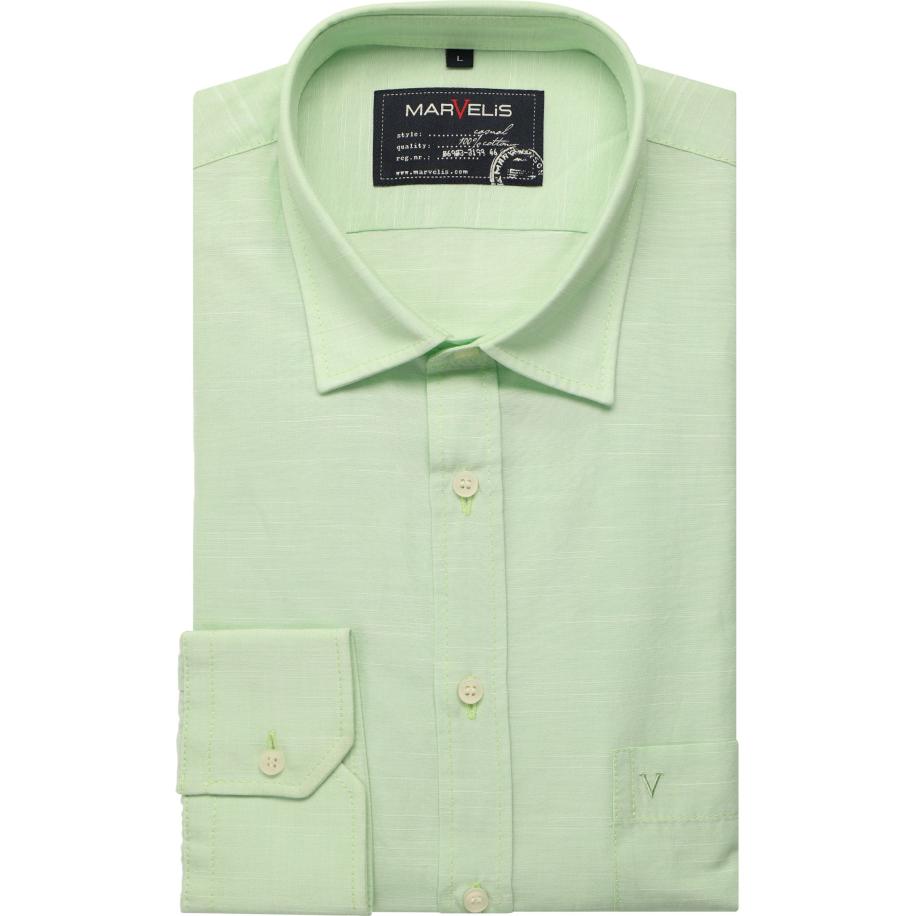 Marvelis Casual Overhemd limegroen, Effen Groen