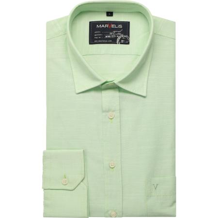 Marvelis Casual Overhemd limegroen, Effen