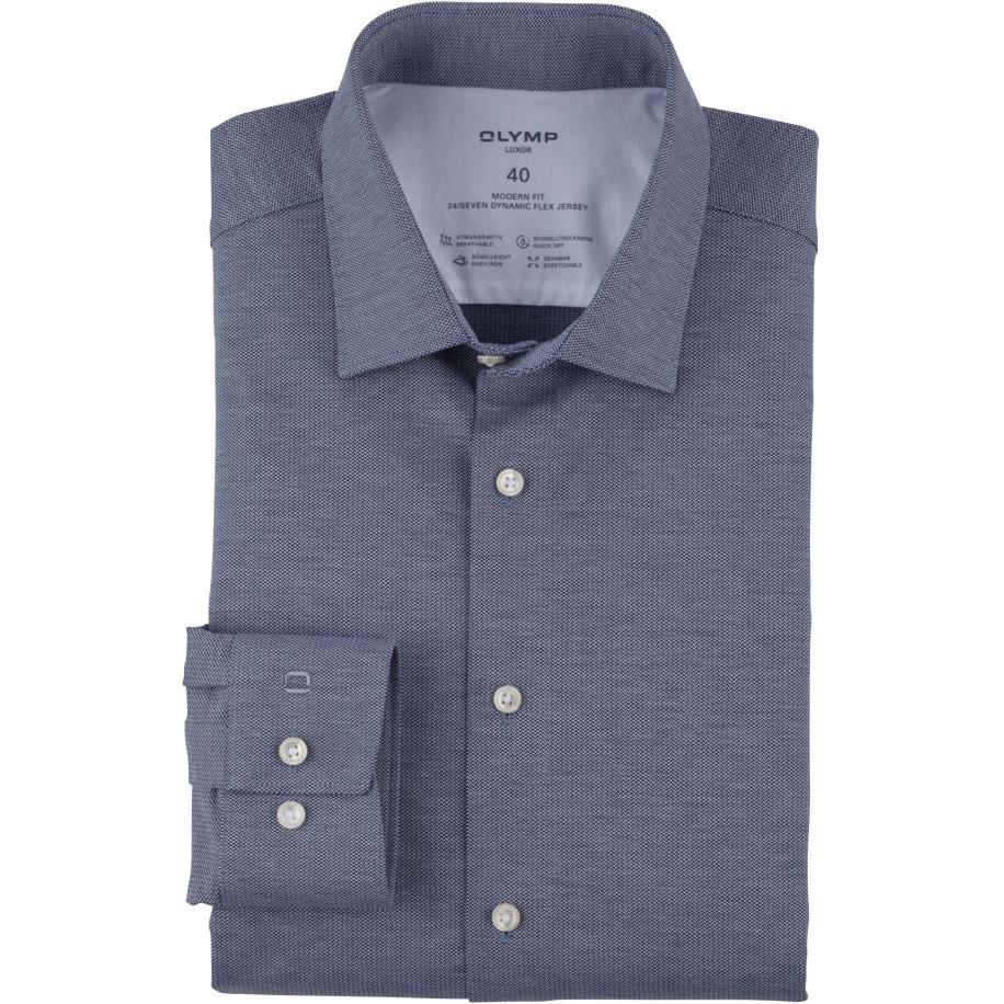 OLYMP Luxor 24/Seven Overhemd marine, Faux-uni Blauw
