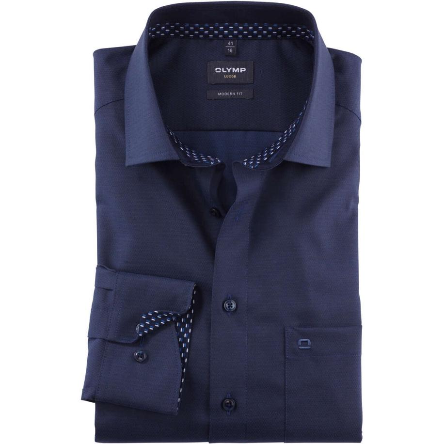 OLYMP Luxor Overhemd nachtblauw, Faux-uni Blauw
