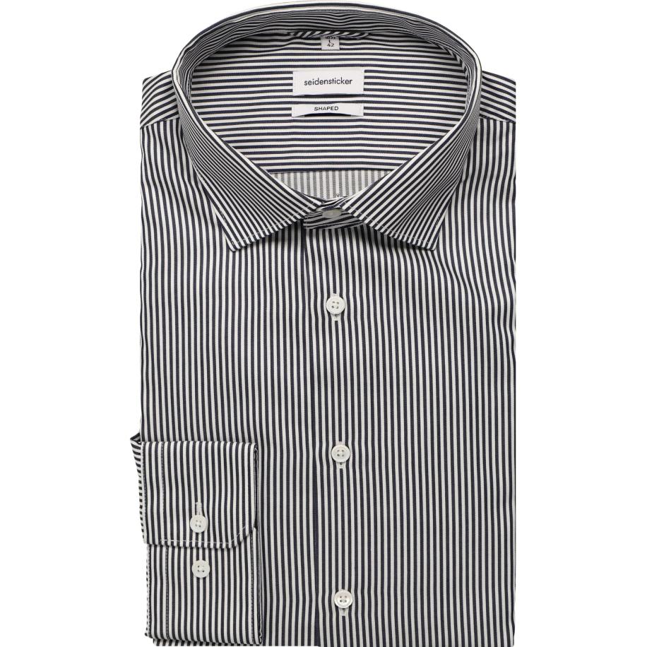 Seidensticker Overhemd donkerblauw, Gestreept Blauw