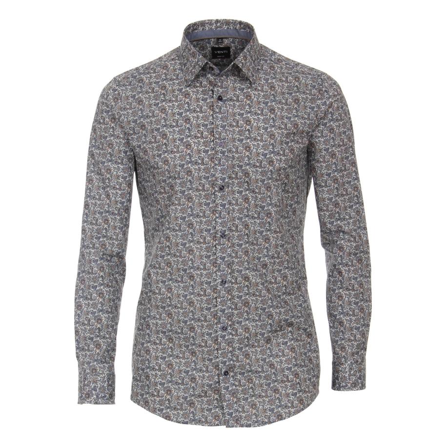 Venti Overhemd blauw, Bedrukt Blauw