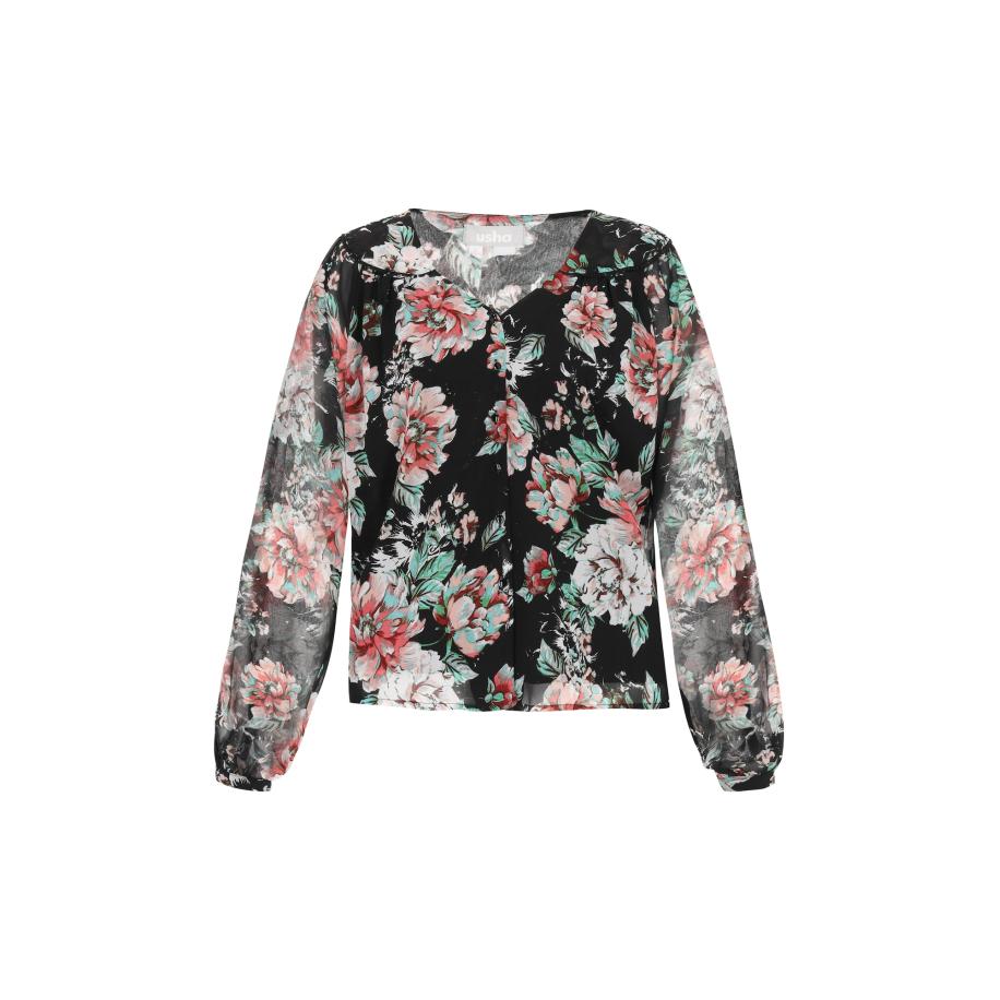 Usha Usha Blouse aqua / zalm roze / zwart / wit -