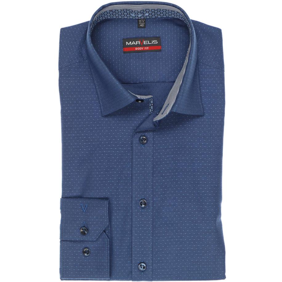 Marvelis Overhemd nachtblauw, Faux-uni Blauw