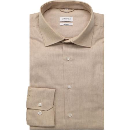 Seidensticker Flanellen Overhemd beige, Effen