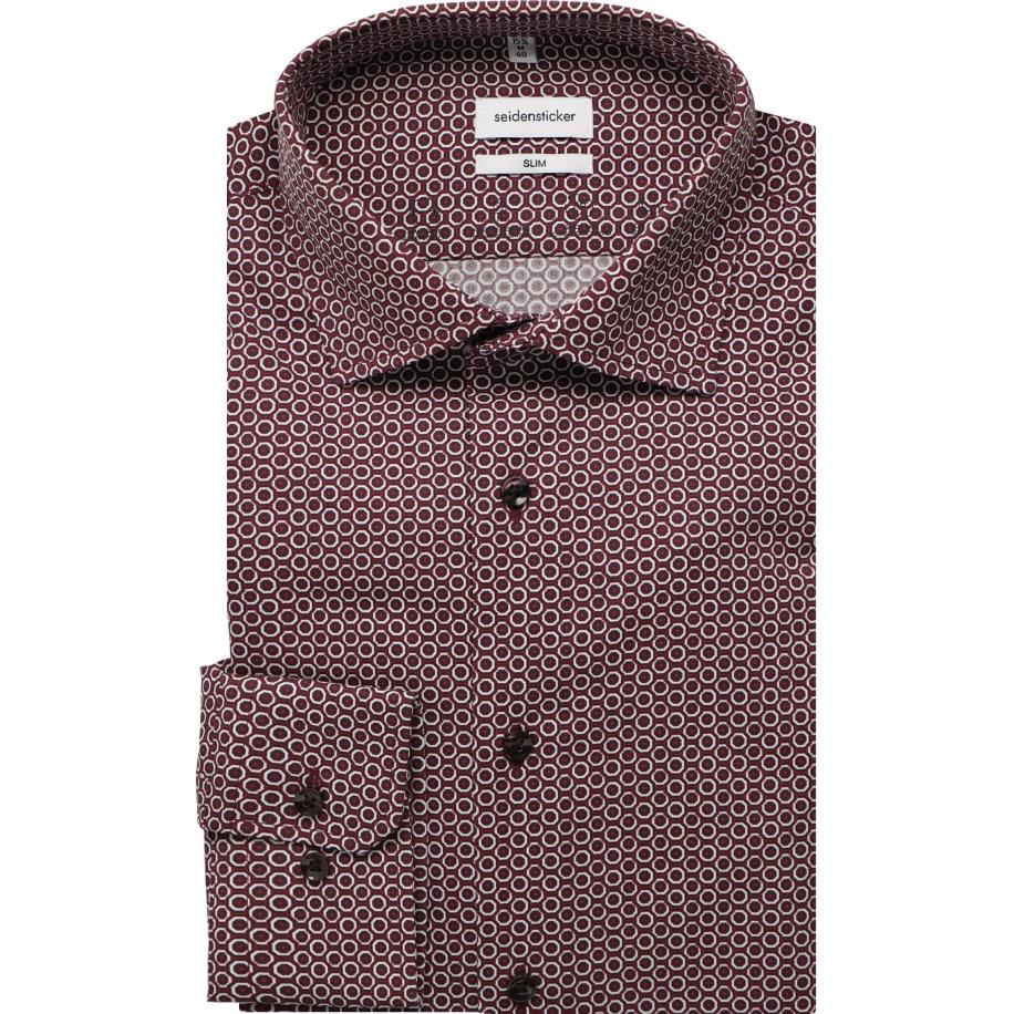 Seidensticker Overhemd paars, Bedrukt Paars