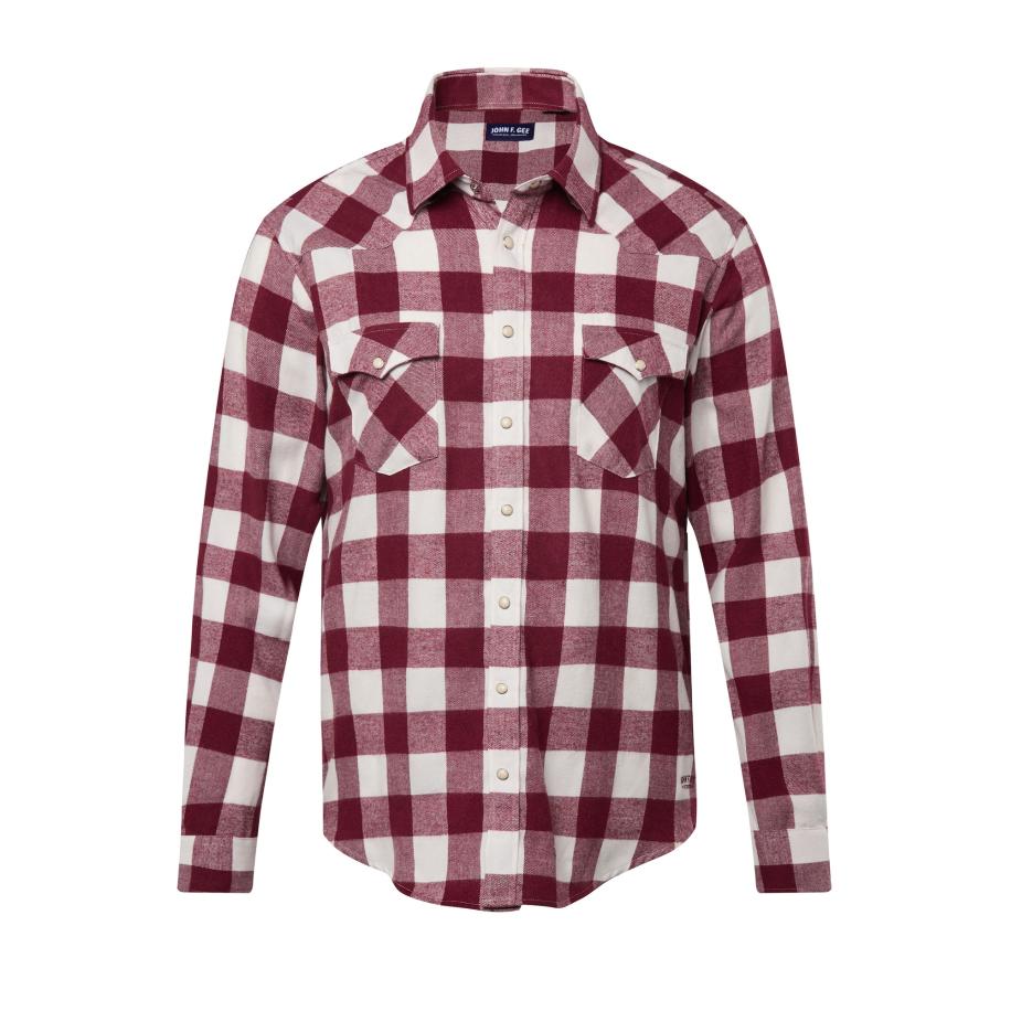 John F. Gee Overhemd bessen / wit Rood