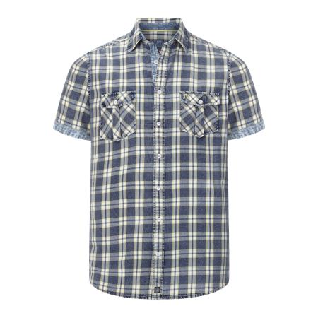 Jan Vanderstorm Overhemd Korte mouw blauw