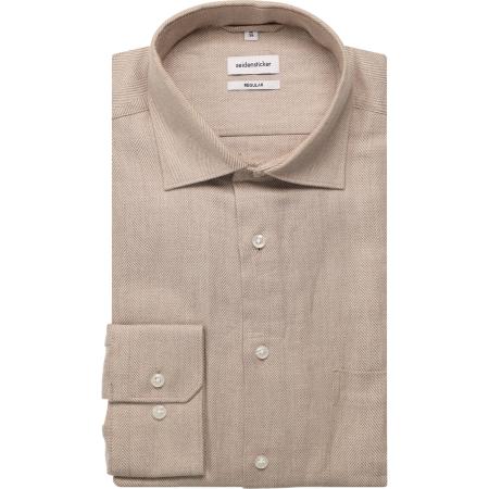 Seidensticker Flanellen Overhemd beige, Effen