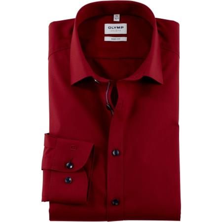 OLYMP Level Five Overhemd donkerrood, Effen