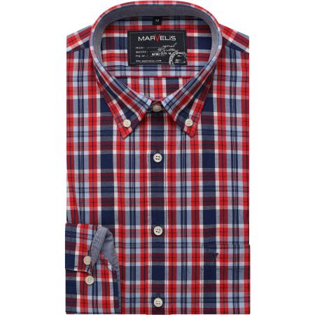Marvelis Casual Overhemd marine, Ruit