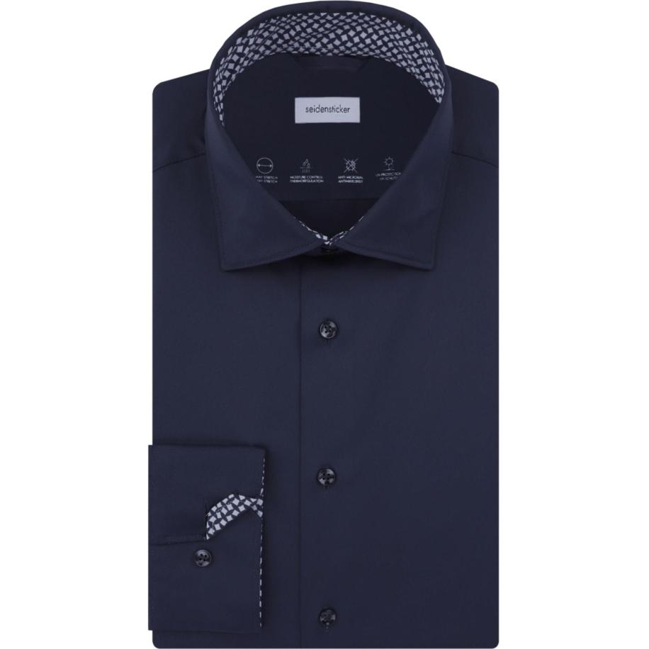 Seidensticker Overhemd donkerblauw, Effen Blauw