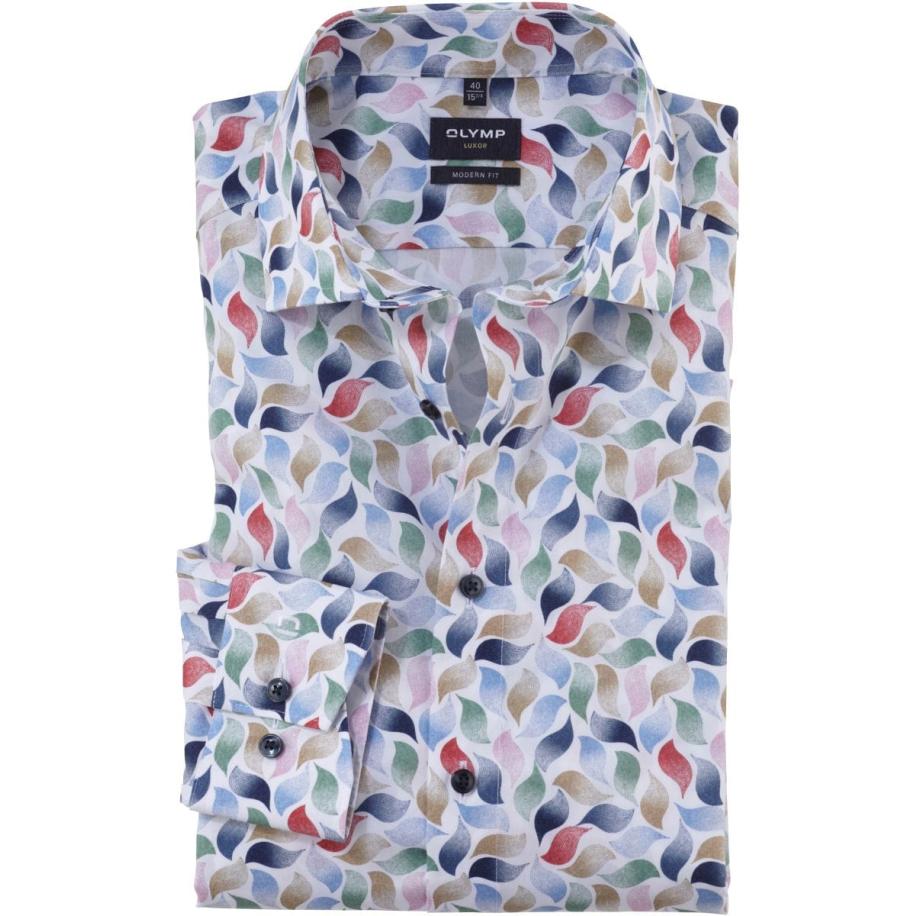 OLYMP Luxor Overhemd wit, Bedrukt Wit