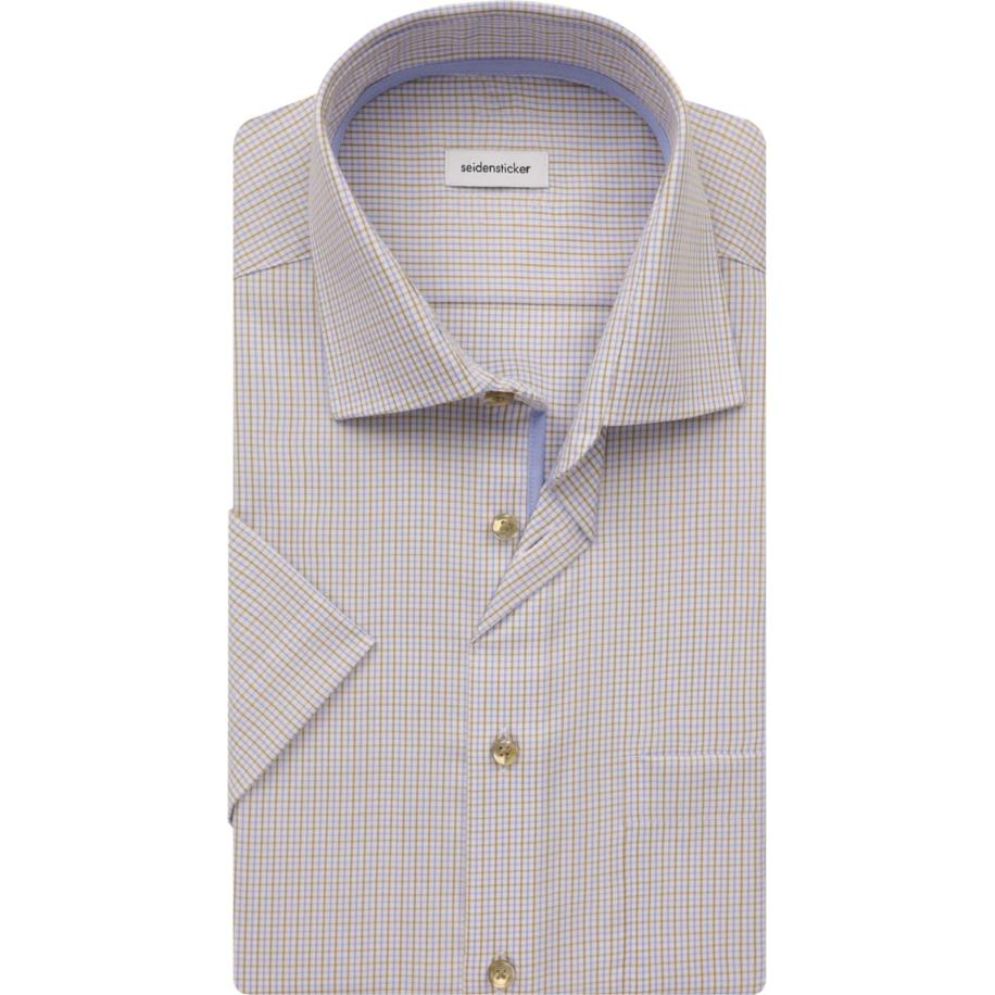 Seidensticker Overhemd Korte mouw zand Bruin