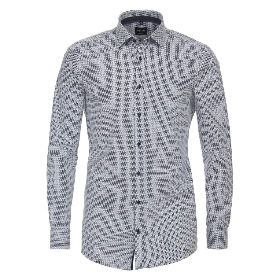 Venti Overhemd blauw, Bedrukt Blauw