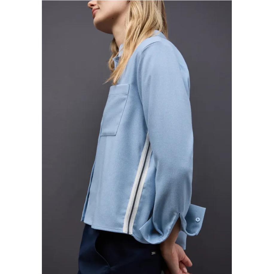 Street One Gemêleerde blouse met tape Blauw