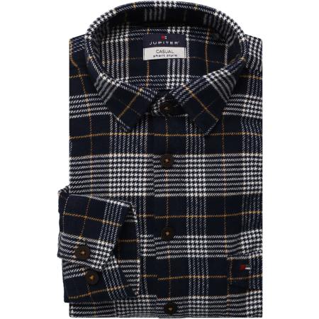 Jupiter Casual Flanellen Overhemd grijs/navy, Ruit
