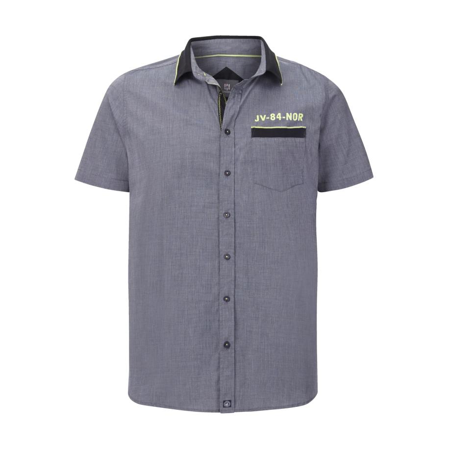 Jan Vanderstorm Overhemd Korte mouw donkergrijs Grijs