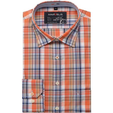 Marvelis Casual Overhemd oranje, Ruit