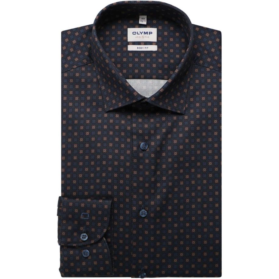OLYMP Level Five Overhemd bruin, Motief Bruin
