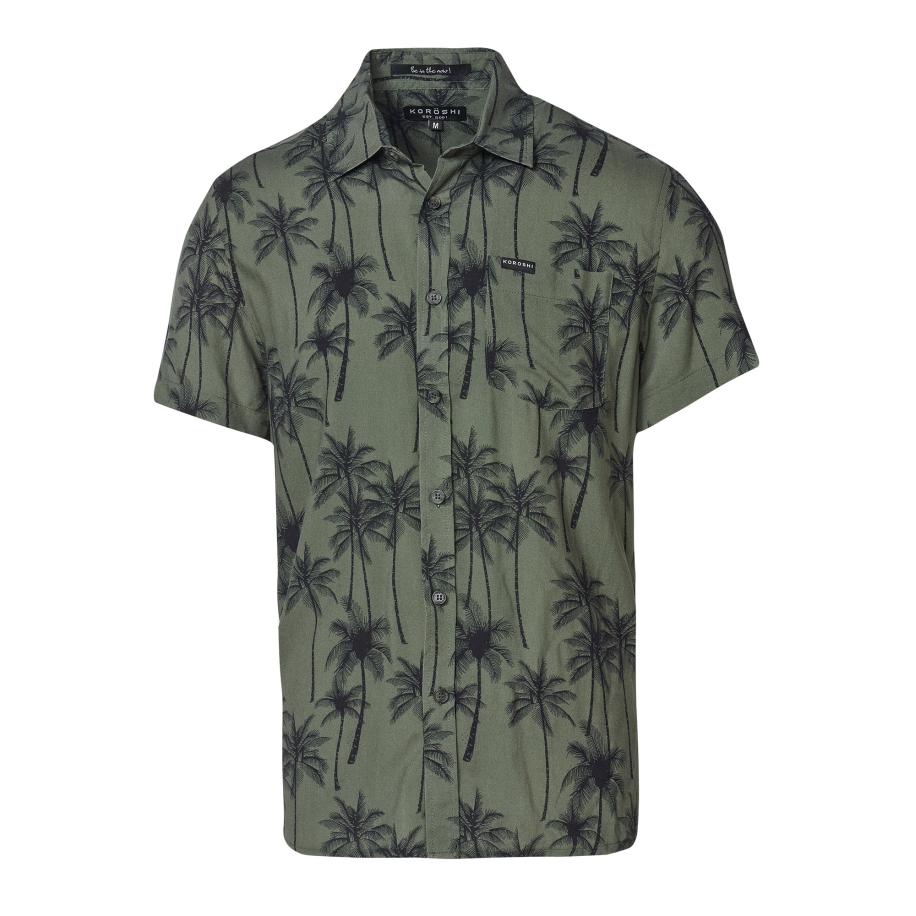 KOROSHI KOROSHI Overhemd kaki / zwart -