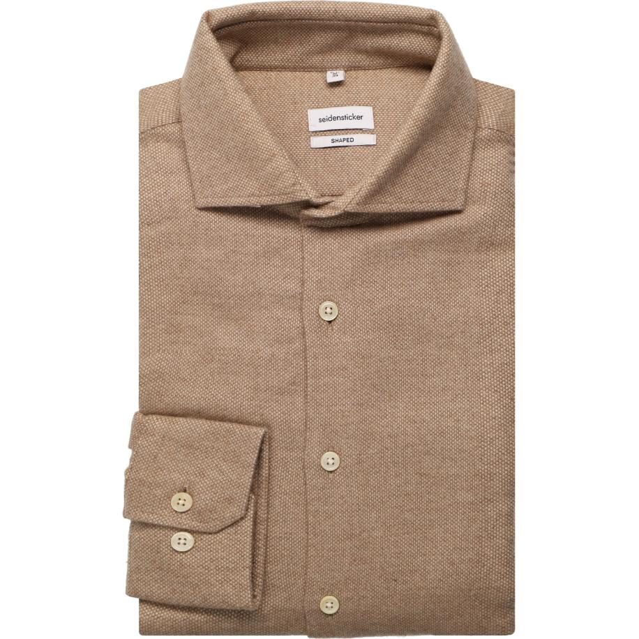 Seidensticker Flanellen Overhemd beige, Gestructureerd Bruin