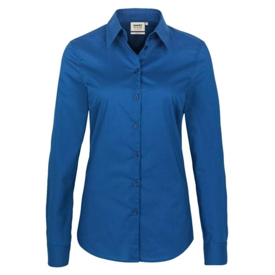 HAKRO Dames Overhemd koninklijk, Effen Blauw