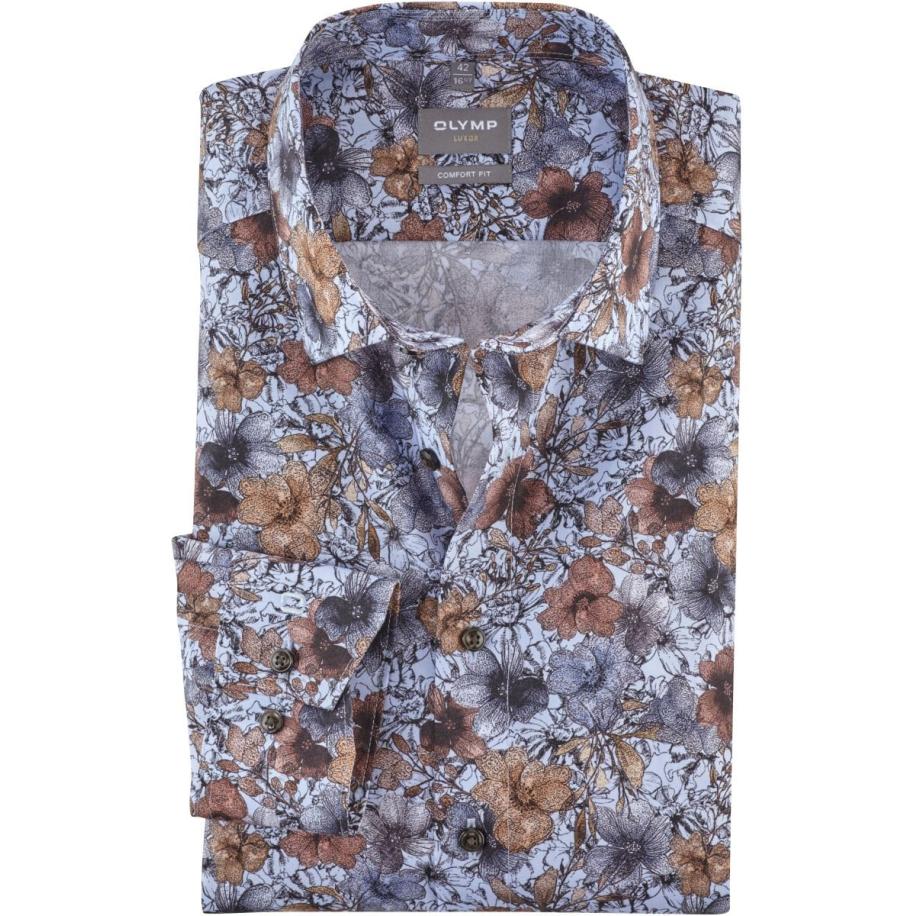 OLYMP Luxor Overhemd blauw, Bedrukt Multicolor