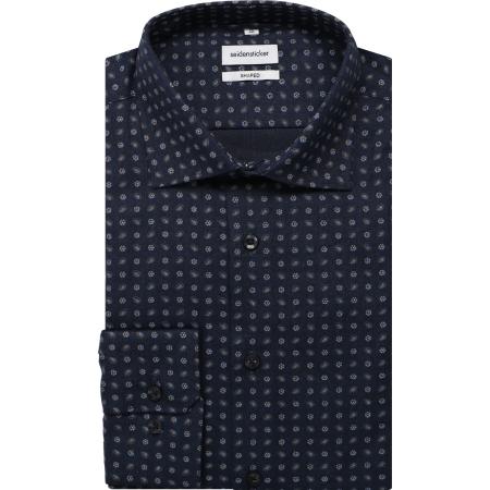 Seidensticker Flanellen Overhemd donkerblauw, Bedrukt