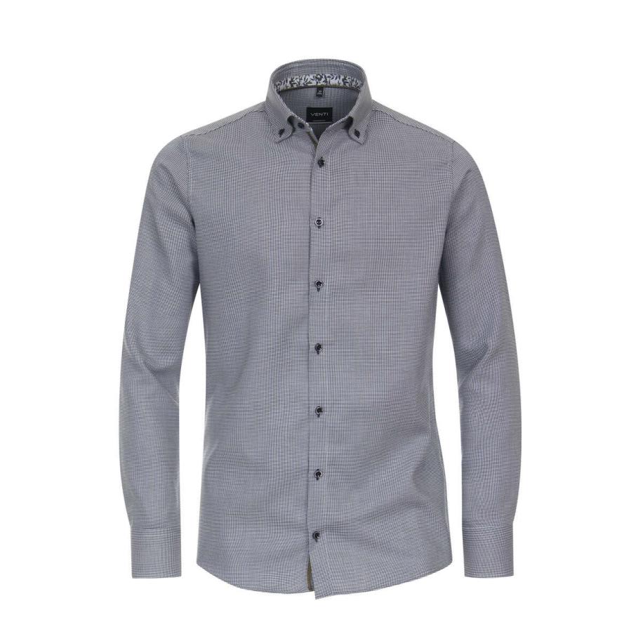 Venti Overhemd blauw, Pied De Poule Blauw