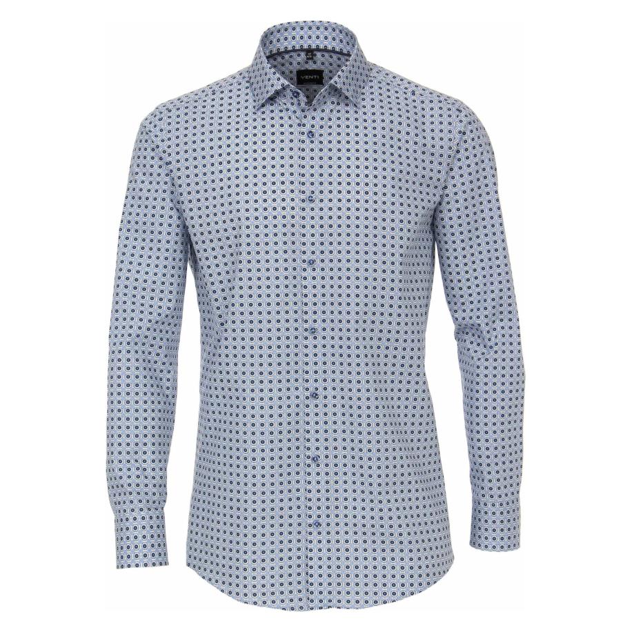 Venti Overhemd blauw, Bedrukt Blauw