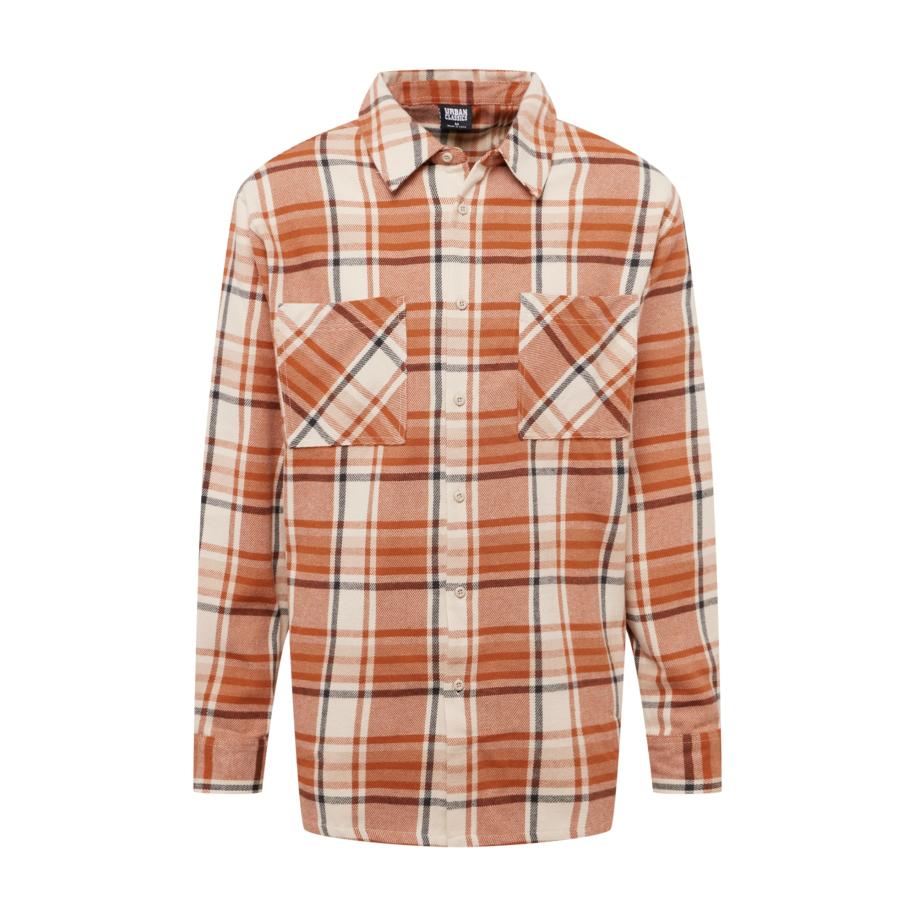 Urban Classics Urban Classics Overhemd crème / oranjerood / zwart -
