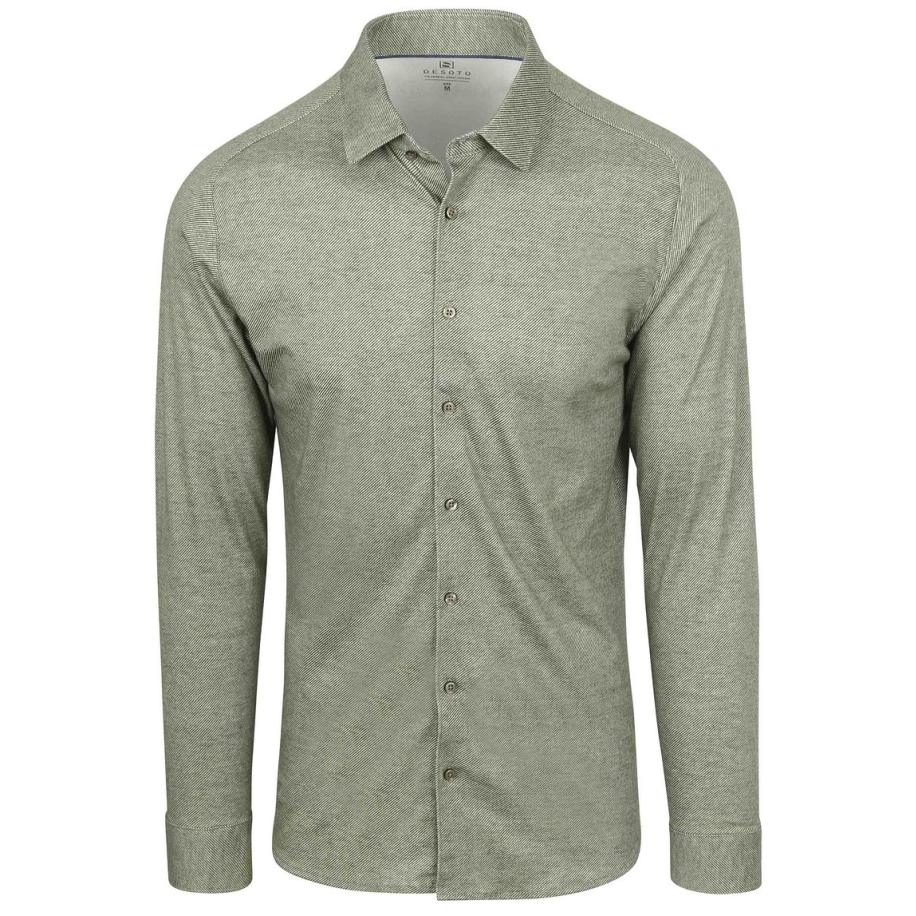 Desoto Overhemd Twill Optics Groen Groen