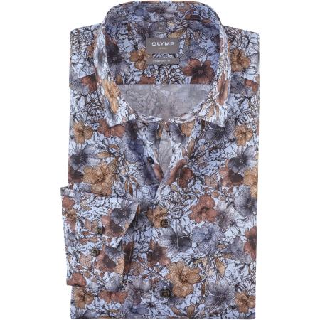 OLYMP Luxor Overhemd blauw, Bedrukt