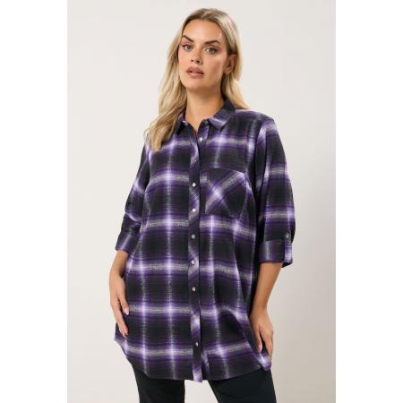 Yours Curve Paars Geruit Boyfriend Shirt Size 66-68