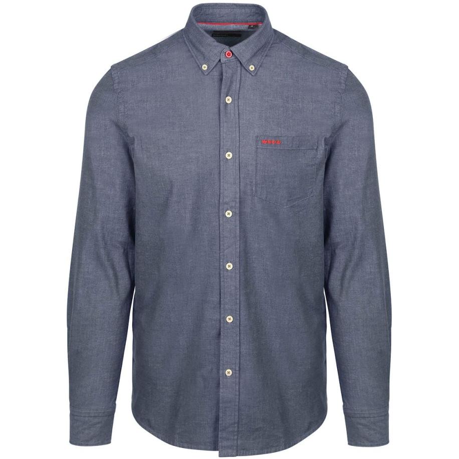 NZA Overhemd James Twill Navy Blauw