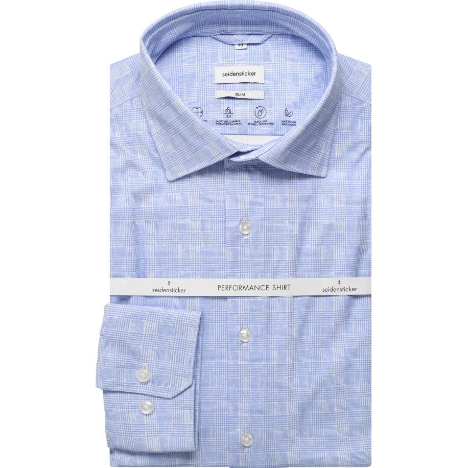 Seidensticker Overhemd lichtblauw, Bedrukt Blauw
